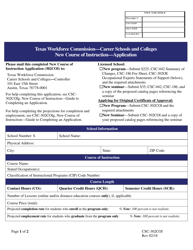 Document preview: Form CSC-302COI New Course of Instruction Application - Texas