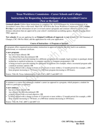 Document preview: Instructions for Form CSC-307COI Requesting Acknowledgment of an Accredited Course (New or Revised) - Texas