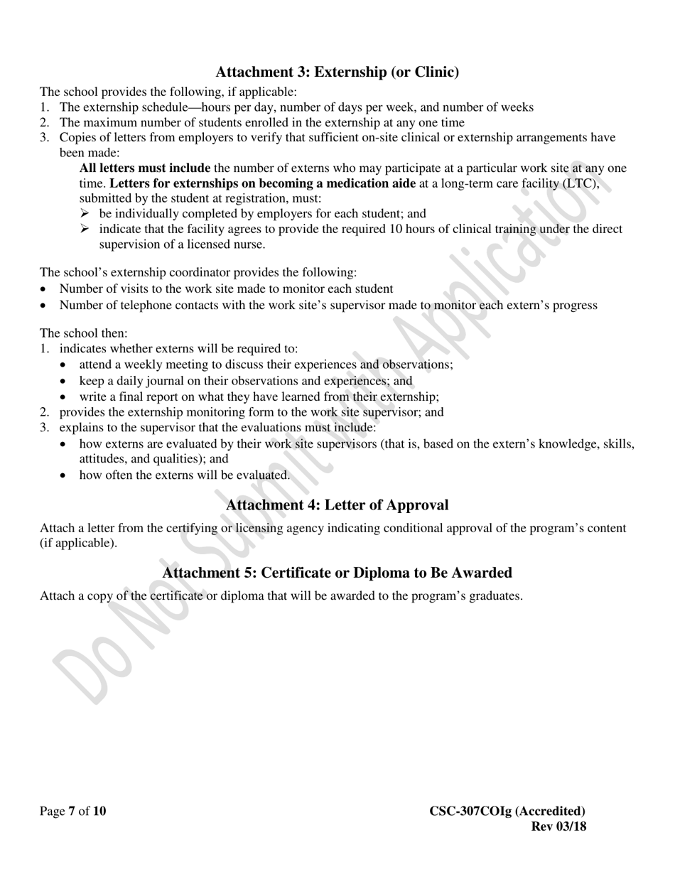 Instructions for Form CSC-307COI Requesting Acknowledgment of an Accredited Course (New or Revised) - Texas, Page 7