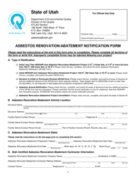 Form DAQA-458-18 Asbestos Renovation/Abatement Notification - Utah