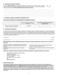 Form DAQA-026-18 Asbestos Company Certification Application - Utah, Page 2