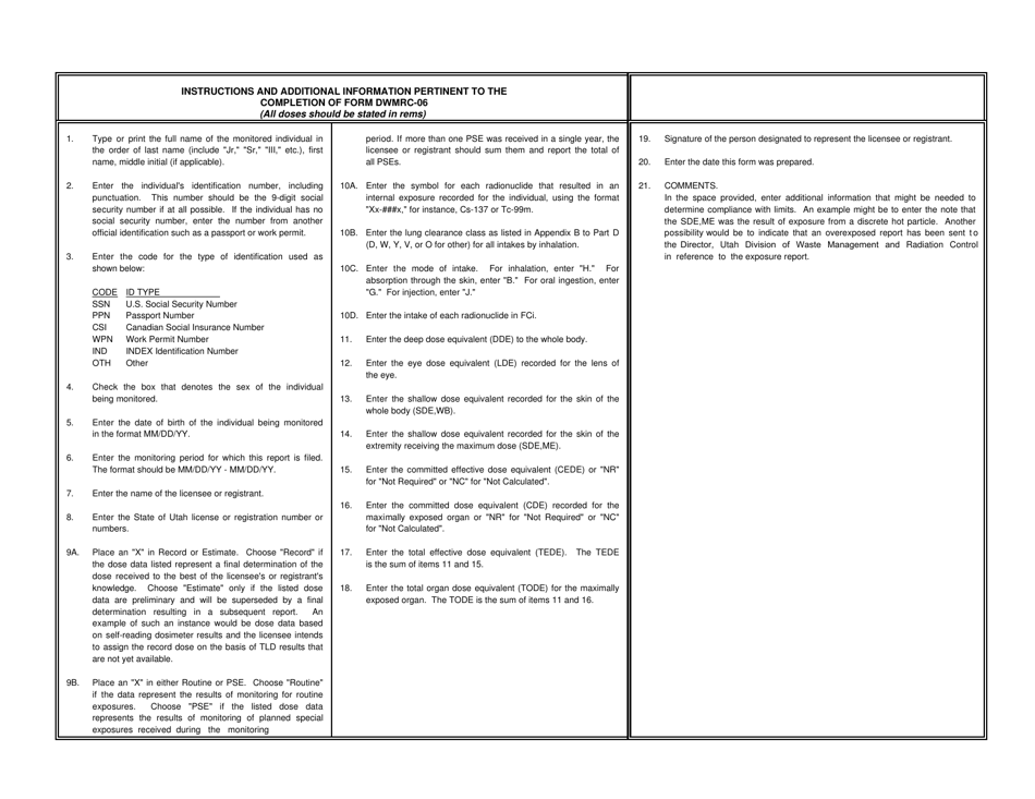 Form DWMRC-06 - Fill Out, Sign Online and Download Printable PDF, Utah ...