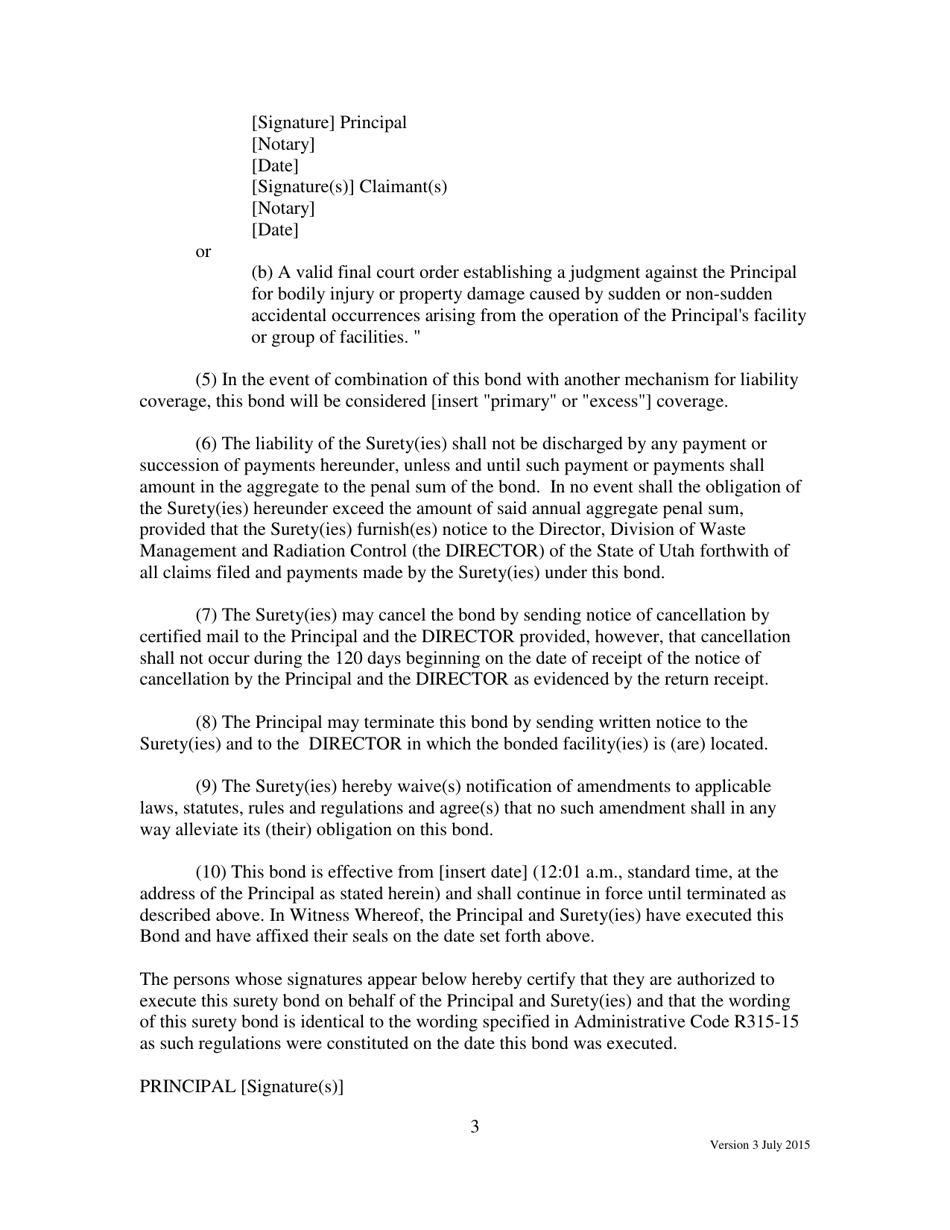 Form 17.11 Payment Bond for Third-Party Damages From Environmental Pollution Liability to Be Used by Transfer, Processor, Re-refiner, or off-Specification Burner Facility - Utah, Page 3