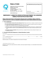 Document preview: Form DAQA-457-18 Emergency Asbestos Renovation/Abatement or Ordered Demolition Notification Form - Utah