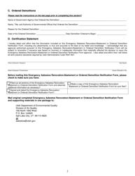 Form DAQA-457-18 Emergency Asbestos Renovation/Abatement or Ordered Demolition Notification Form - Utah, Page 2