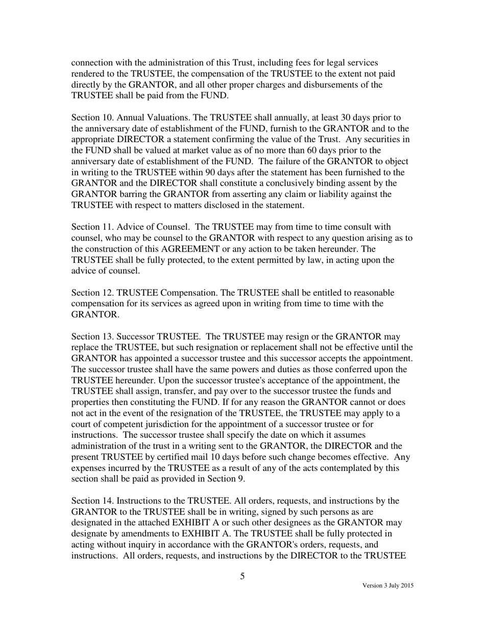 Form 17.12 Trust Agreement for For Third-Party Damages From Environmental Pollution Liability to Be Used by Transfer, Processor, Re-refiner, or off-Specification Burner Facility - Utah, Page 5