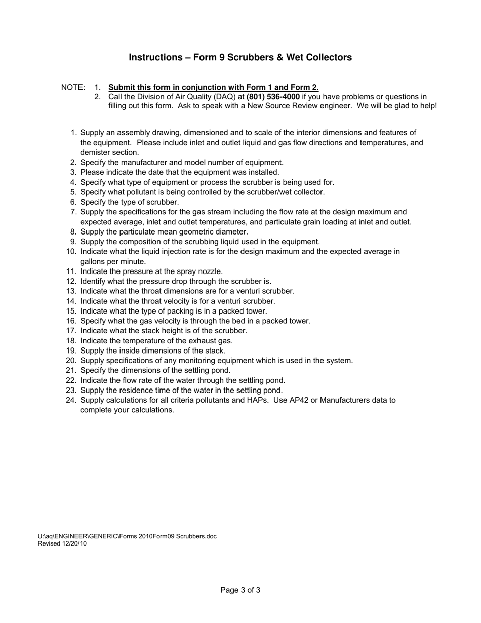 Form 9 Scrubbers  Wet Collectors - Utah, Page 3