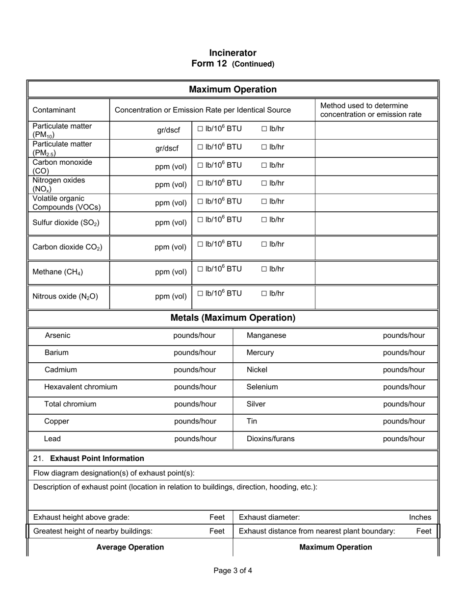 Form 12 Incinerators - Utah, Page 3
