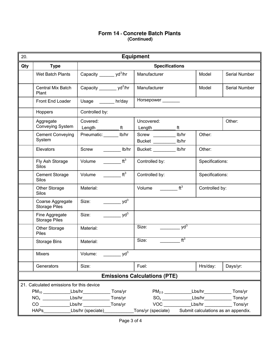 Form 14 Concrete Batch Plants - Utah, Page 3