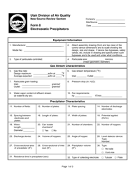 Form 8 &quot;Electrostatic Precipitators&quot; - Utah