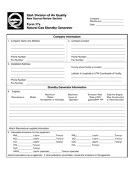 Form 17A &quot;Natural Gas Standby Generator&quot; - Utah