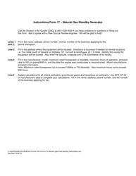 Form 17A Natural Gas Standby Generator - Utah, Page 2