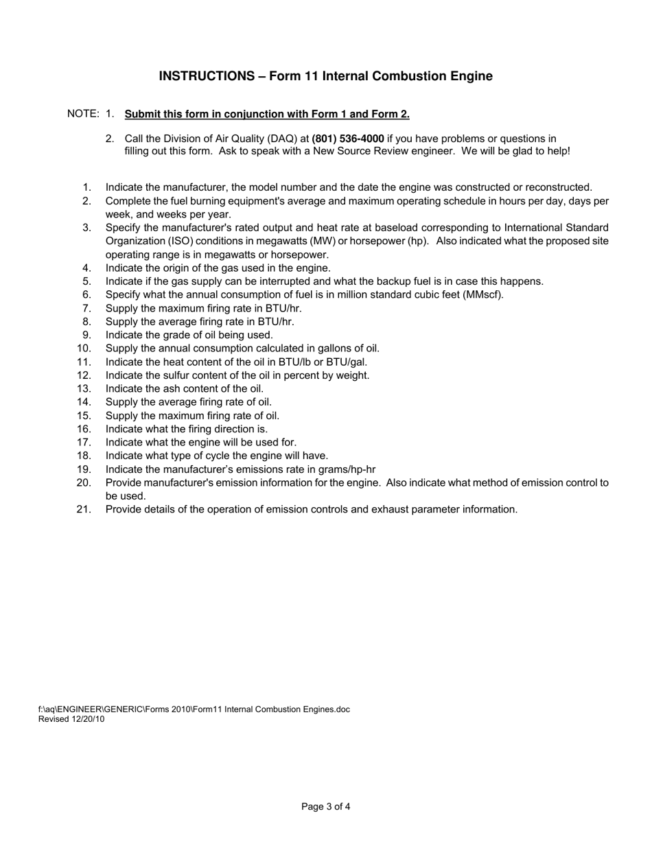 Form 11 Internal Combustion Engines - Utah, Page 3