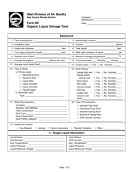 Form 20 Organic Liquid Storage Tank - Utah