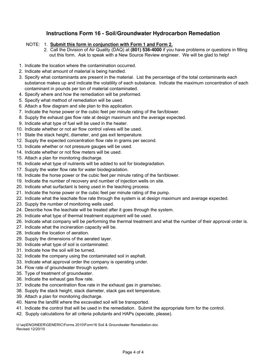 Form 16 Soil / Groundwater Hydrocarbon Remediation - Utah, Page 4