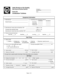 Document preview: Form 22 Combustion Turbines - Utah