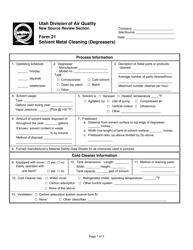 Form 21 &quot;Solvent Metal Cleaning (Degreasers)&quot; - Utah