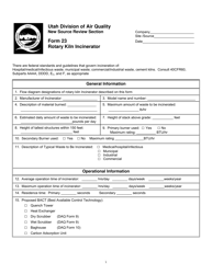 Form 23 &quot;Rotary Kiln Incinerator&quot; - Utah