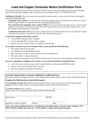Document preview: Lead and Copper Consumer Notice Certification Form - Utah