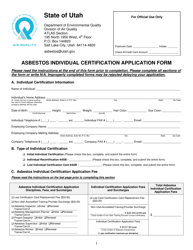 Form DAQA-529-18 Asbestos Individual Certification Application Form - Utah
