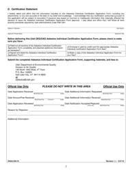 Form DAQA-529-18 Asbestos Individual Certification Application Form - Utah, Page 2