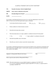 Document preview: Sample Permit Deviation Report - Utah