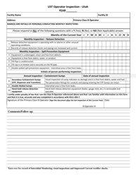 Document preview: Ust Operator Monthly Inspection Form - Utah