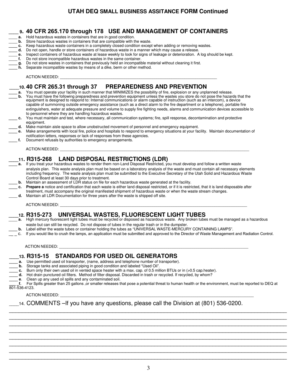 Small Business Assistance Form - Utah, Page 3