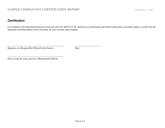Sample Compliance Certification Report - Utah, Page 4