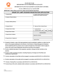 Document preview: Drum-Top Lamp Crusher Registration Application - Utah