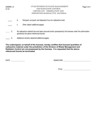 Form DWMRC-14 Radioactive Material License Termination - Utah, Page 2