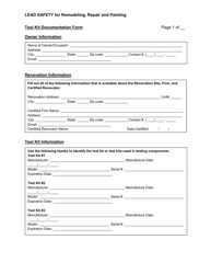 Document preview: Test Kit Documentation Form - Utah