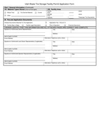 Utah Waste Tire Storage Facility Permit Application Form - Utah, Page 3