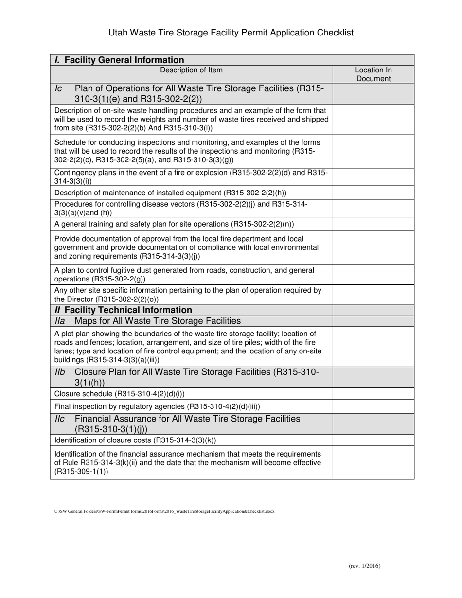 Utah Waste Tire Storage Facility Permit Application Form - Utah, Page 5