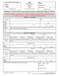 Utah Underground Injection Control Inventory Information Form for Veterinary, Kennel and Pet Grooming Subsurface Wastewater Disposal Systems - Utah