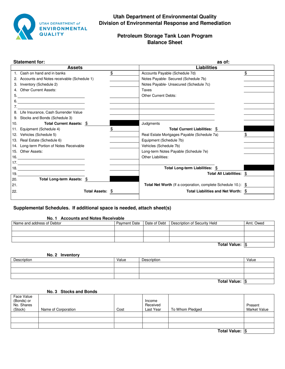 Petroleum Storage Tank Loan Program Loan Application - Utah, Page 3