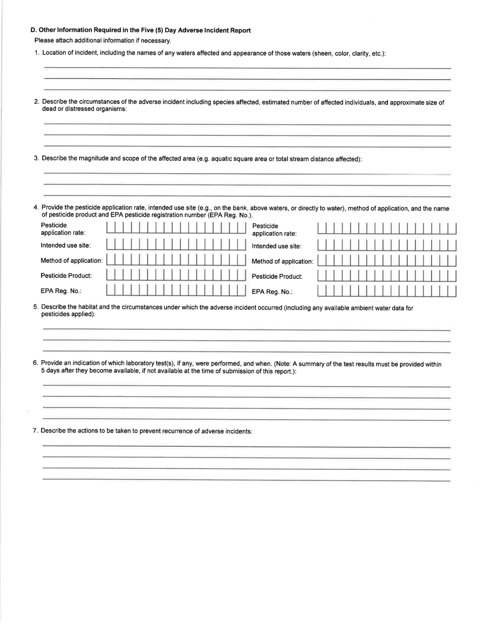 Five (5)-day Adverse Incident Report for the Pesticide General Permit - Utah, Page 3