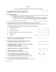 Workers Compensation Loss Cost Multiplier Filing Form - Utah, Page 2