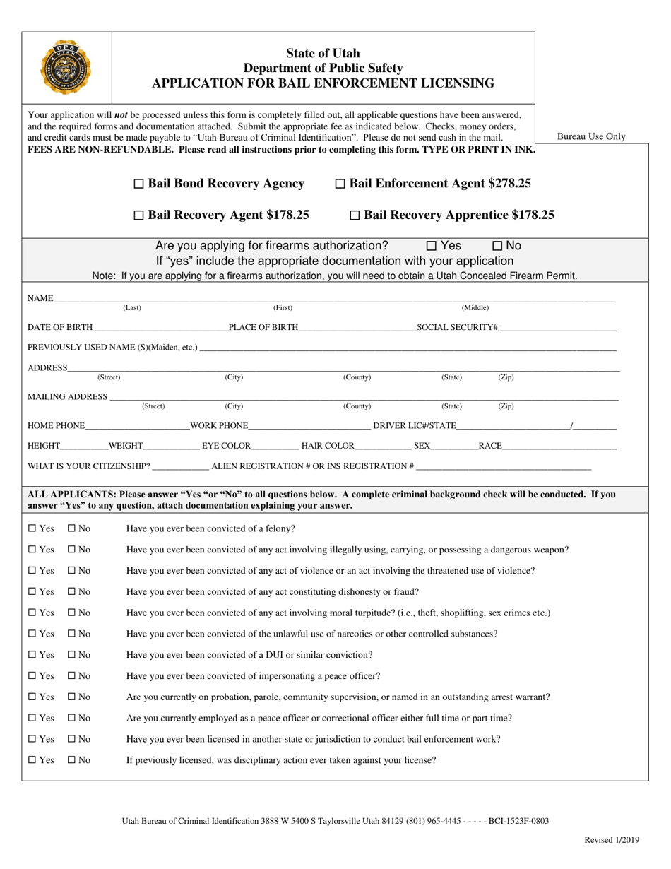 Application for Bail Bond Recovery License - Utah, Page 3