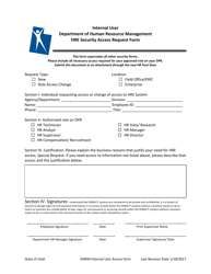 Internal User Hre Security Access Request Form - Utah