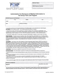 Authorization for Disclosure of Medical Information to the Group Term Life Program - Utah