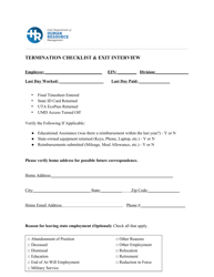 Termination Checklist &amp; Exit Interview Form - Utah