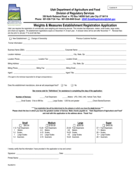 Weights &amp; Measures Establishment Registration Application Form - Utah