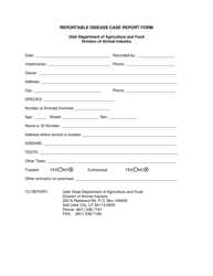 Document preview: Reportable Disease Case Report Form - Utah