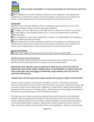 Application for Permit to Hold Raccoons or Coyotes in Captivity - Utah, Page 2