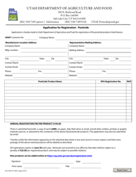 Form AG-PLT-0831 &quot;Application for Registration - Pesticide&quot; - Utah, Page 2