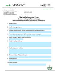Document preview: Market Information Form - Vermont