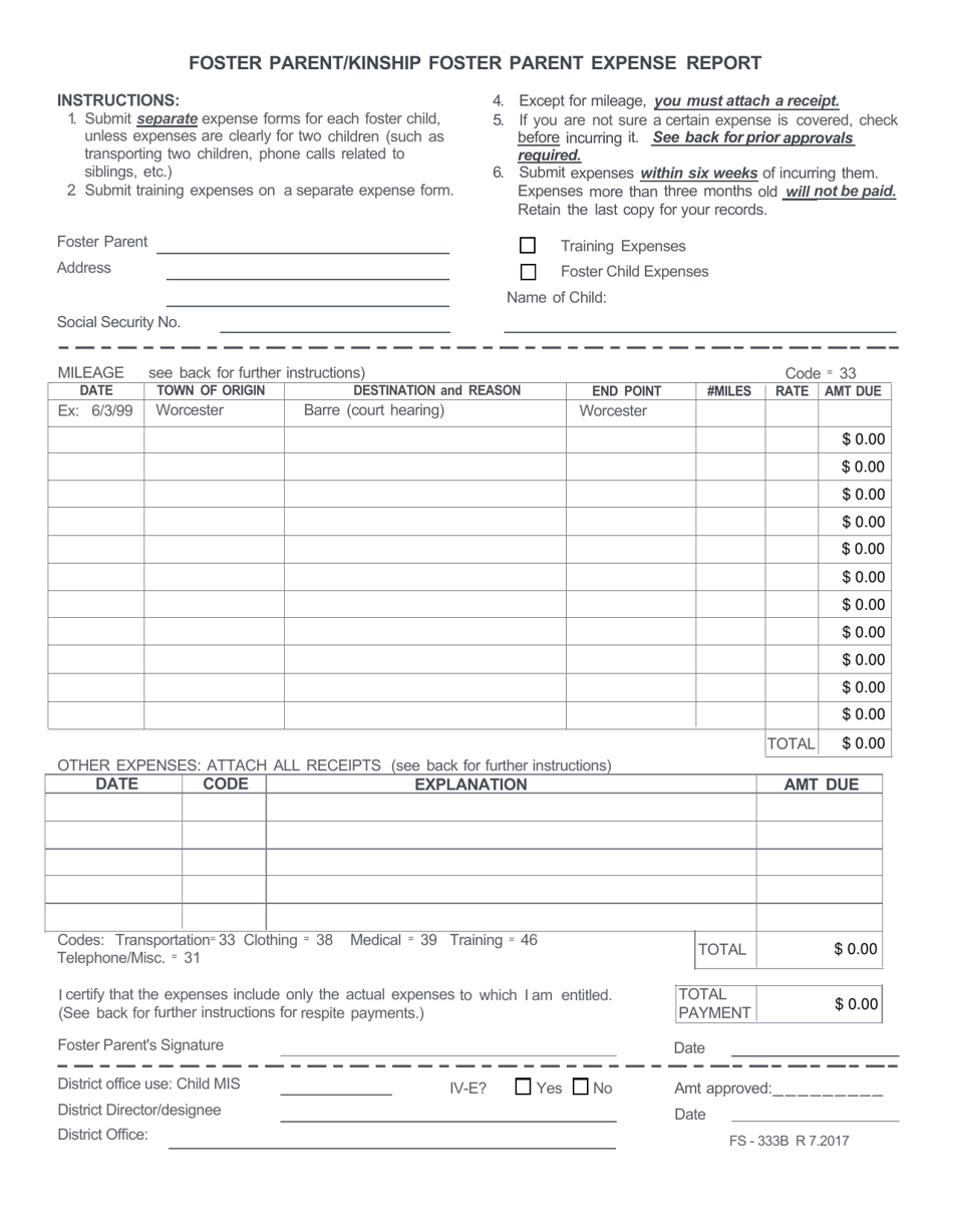 Form FS-333B - Fill Out, Sign Online and Download Fillable PDF, Vermont ...