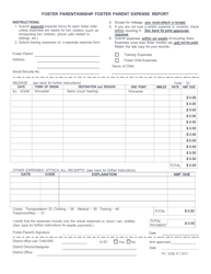 Form FS-333B Foster Parent/Kinship Foster Parent Expense Report - Vermont