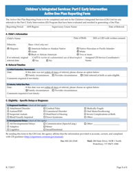 Document preview: Children's Integrated Services: Part C Early Intervention Active One Plan Reporting Form - Vermont
